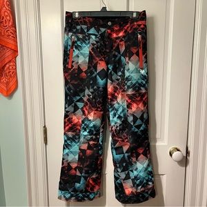 Teal & Orange Triangle Pattern Obermeyer Teen Snow Pants